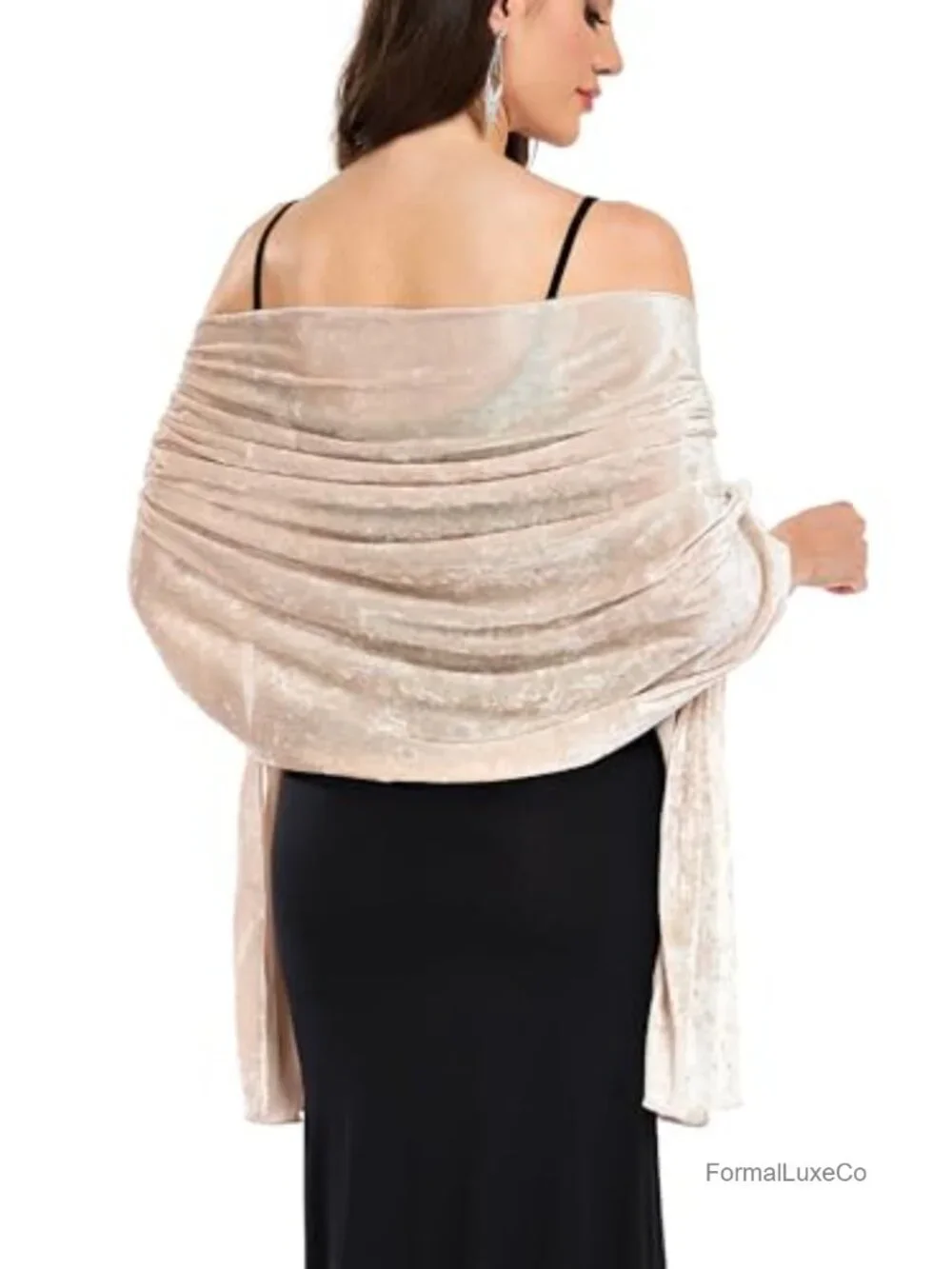 Knit Velvet Mesh Shawl Wrap for Wedding Evening Dress Bridal Scarf